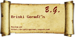 Briski Germán névjegykártya